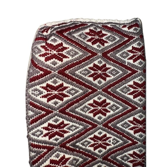 New Red & Gray Diamond Pattern Woven Zip Pouch With Tassel Pull - Picture 3 of 5